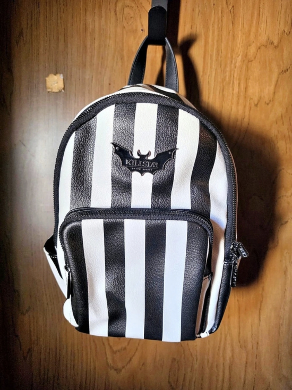 Killstar Rails Striped Backpack in Black & White